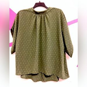 Plus Swiss Dot Batwing Sleeve Blouse